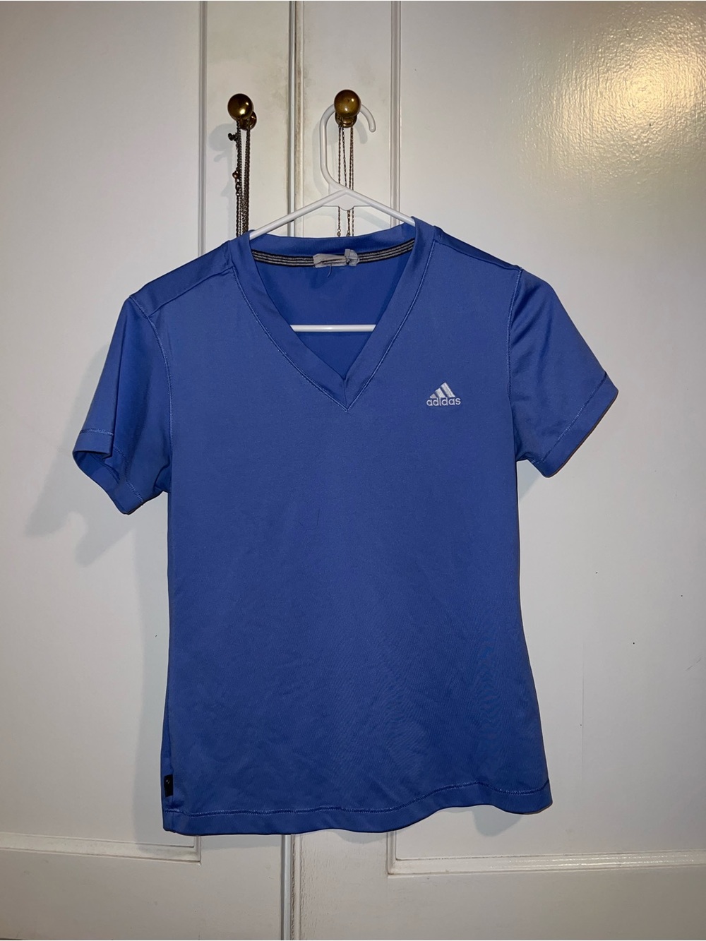 Adidas Women's V-Neck Athletic Tee Medium Blue